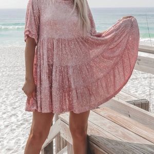 Amazing Lace Sequin Baby Doll Dress